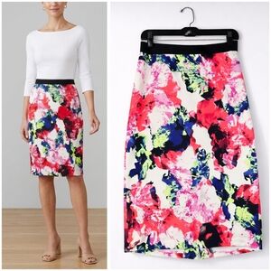 Milly For Design Nation Medium Skirt Bright Fun Floral Knit Pencil Knee Length